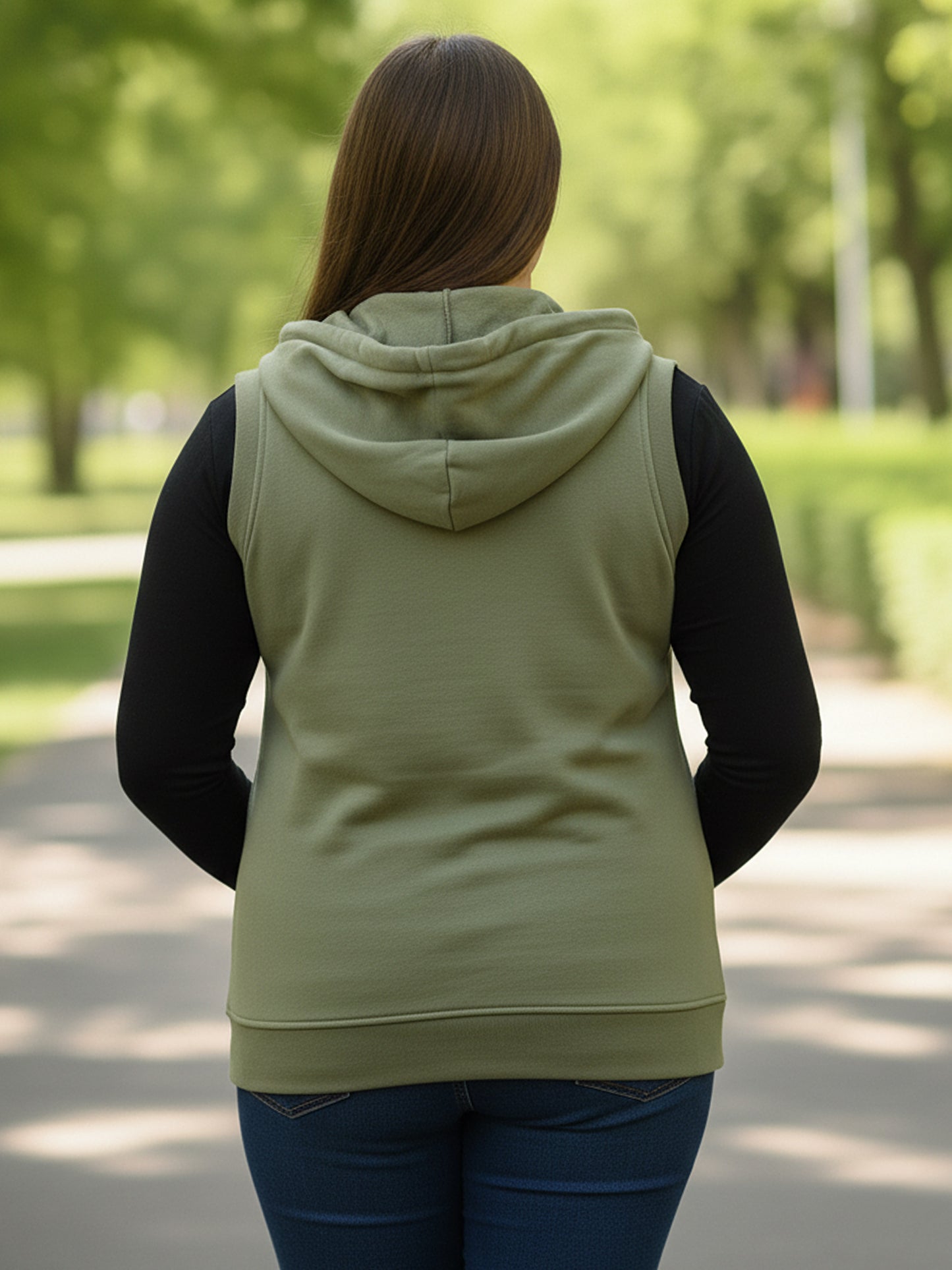 Plus Size Sleeveless Hooded sweatshirt