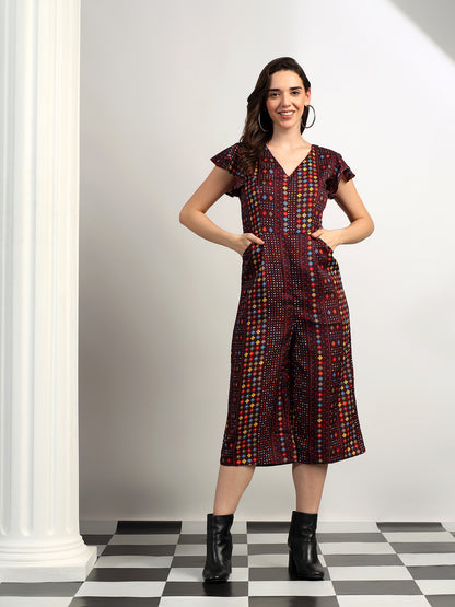 BRINNS Women Printed Short Sleeve Capri Jumpsuit
