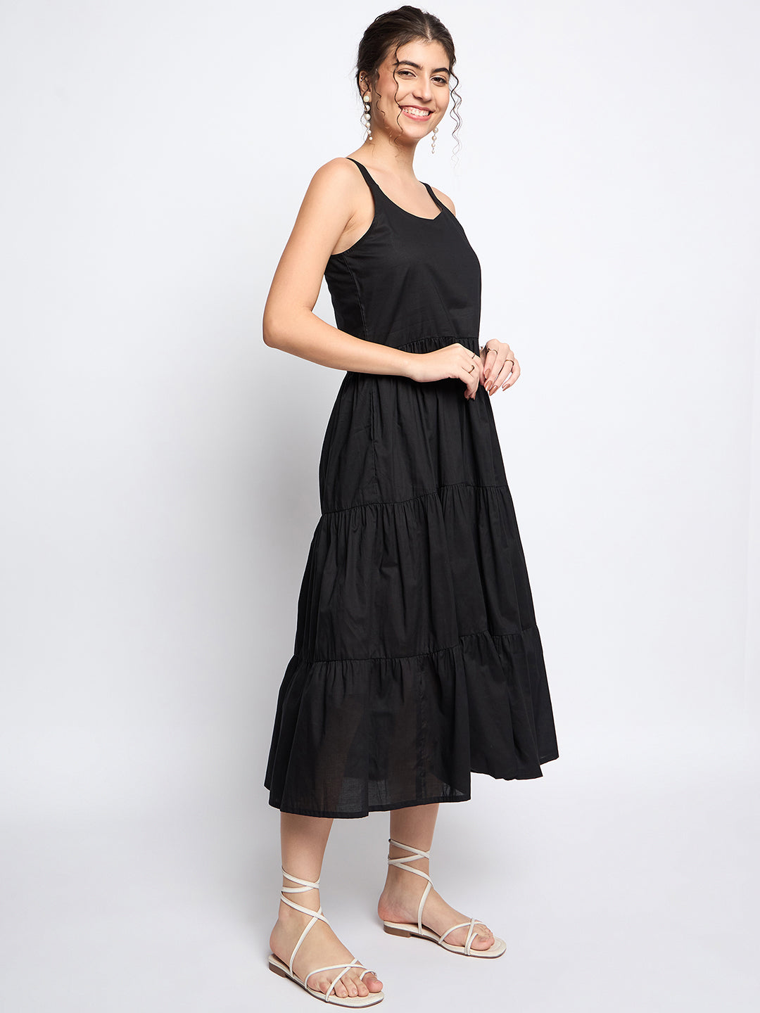 Tiered Fit & Flare Midi Dress