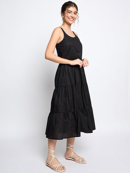Tiered Fit & Flare Midi Dress