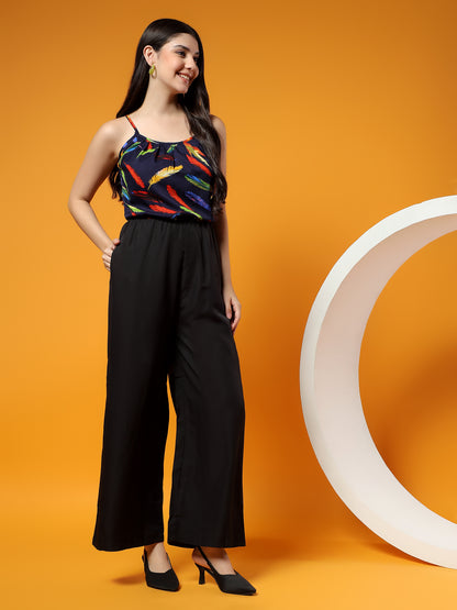 Printed Shoulder Straps Sleeveless Jumpsuit