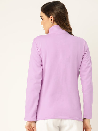 Mock Collar Fleece Front-Open Sweatshirt