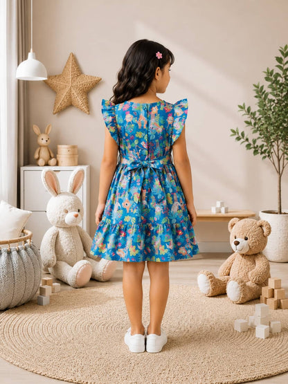 Poppylane Tiered Dress with Frill/Flutter Sleeves