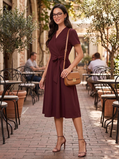 A-line dress with a waist tie-up