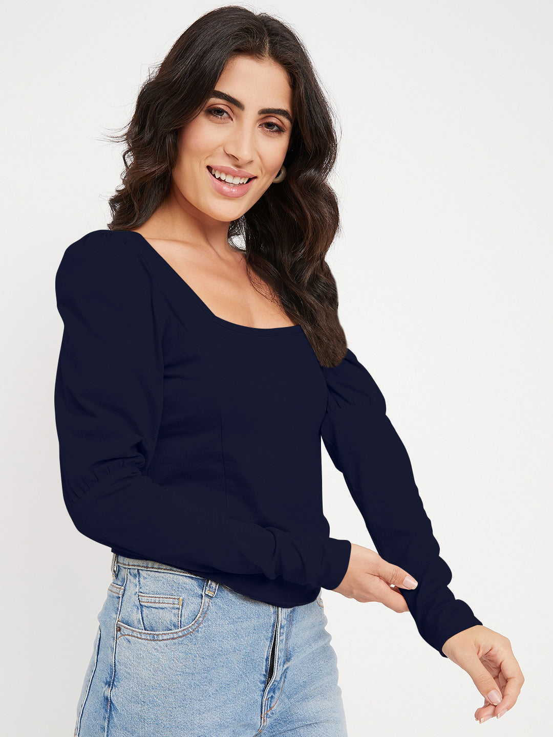 Square Neck Puff Sleeve Casual Top