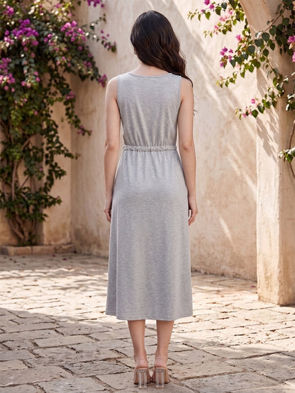 Belted Cotton Fit & Flare Midi Dress
