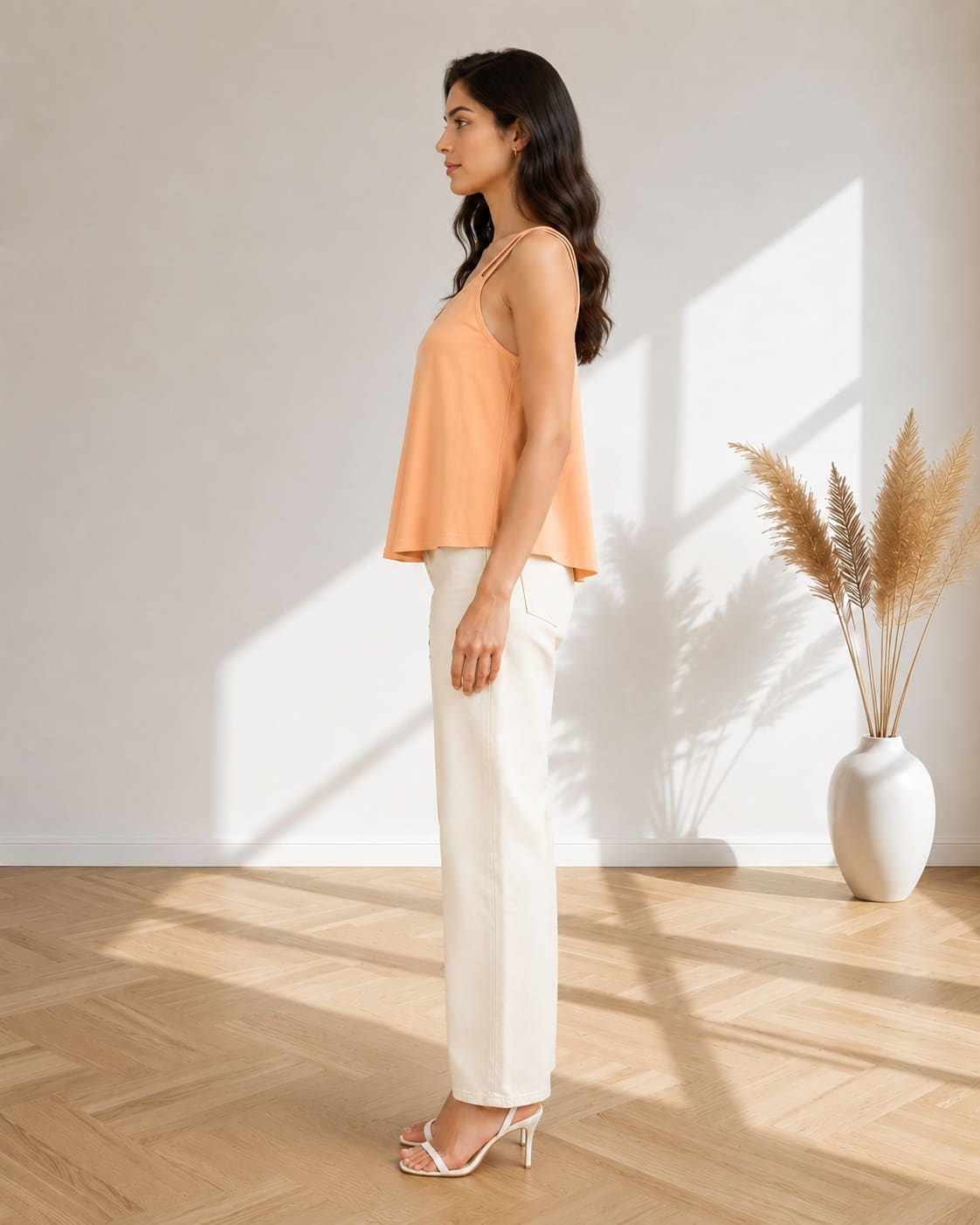 Solid V-Neck Relaxed Fit Cami Top