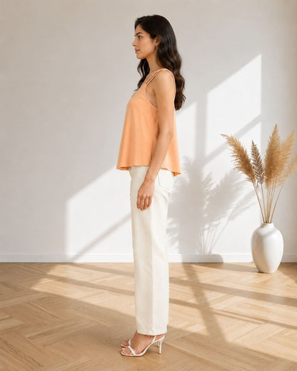Solid V-Neck Relaxed Fit Cami Top