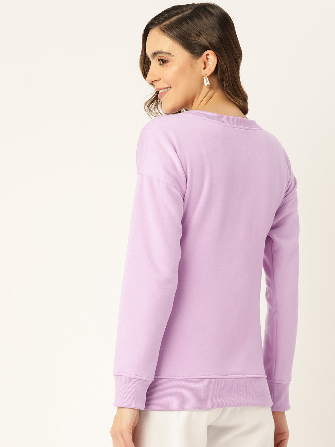 Solid Fleece Pullover Sweatshirt with Pockets
