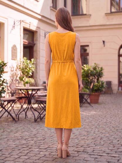 Belted Cotton Fit & Flare Midi Dress