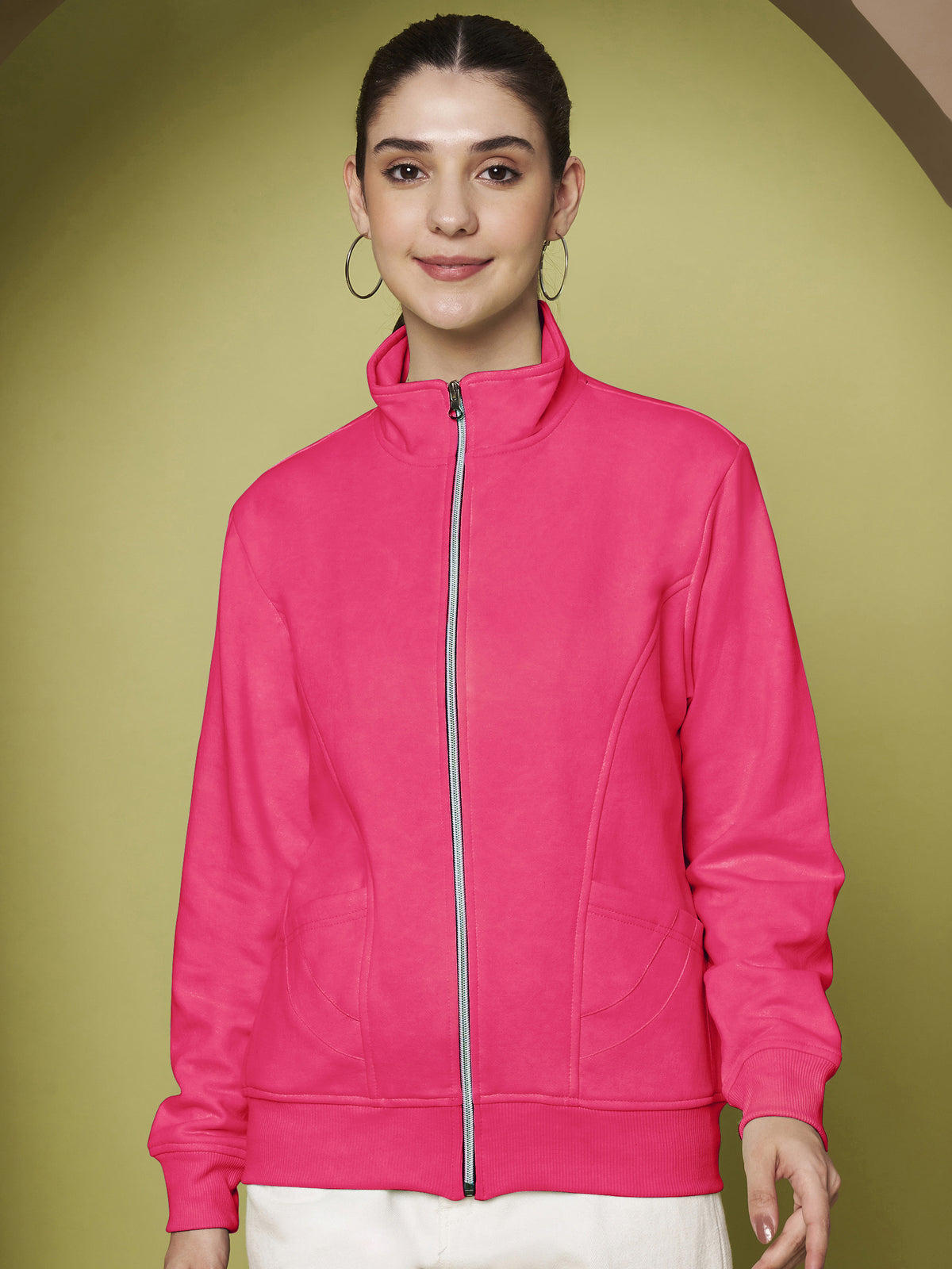 Stand-Collar Jacket with Front Pockets