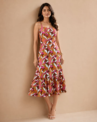 Printed Sleeveless Midi Dress