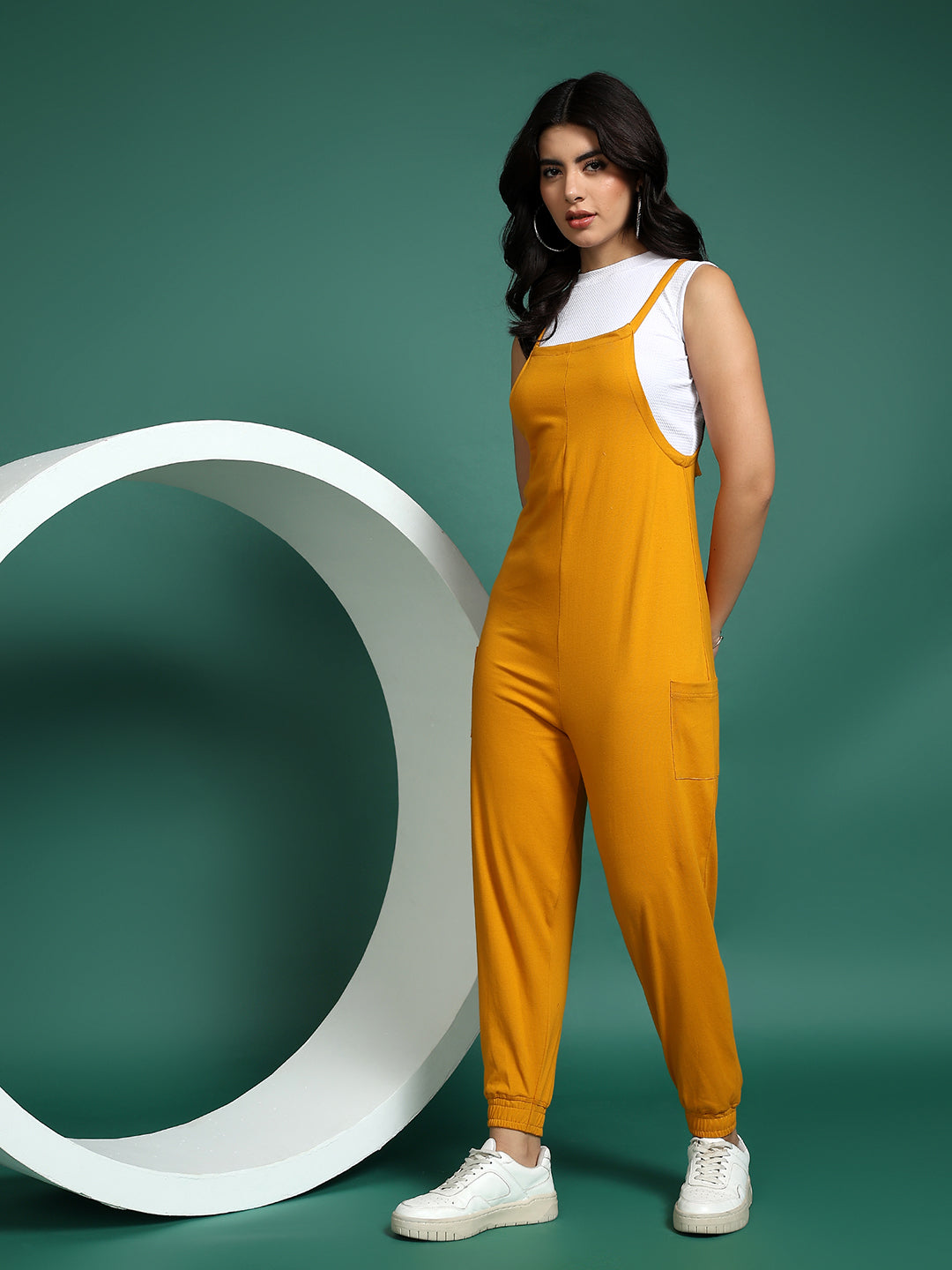 Shoulder Straps Pure Cotton Basic Jumpsuit