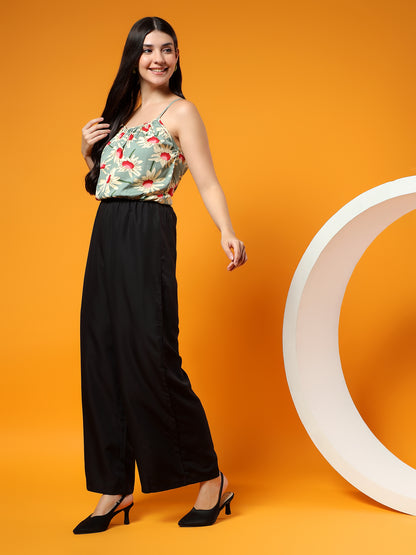 Printed Shoulder Straps Sleeveless Jumpsuit