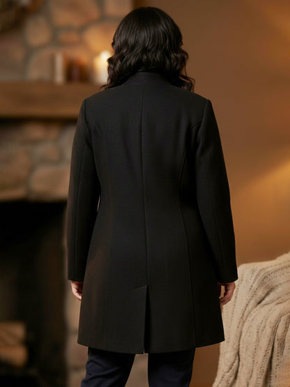 Plus Size Single-Breasted Longline Overcoat