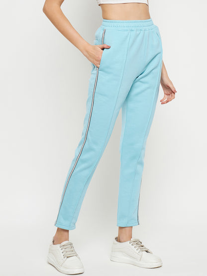 Women Mid-Rise Knitted Sports Track Pant with Pockets
