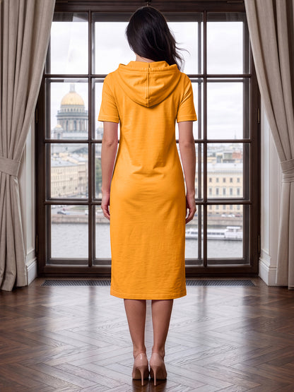 BRINNS Women Hooded Pure Cotton T-shirt Midi Dress