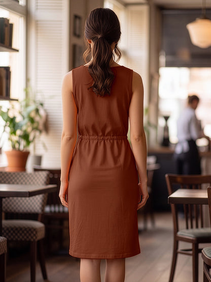 Tie-Up Detail Cotton Shift Dress