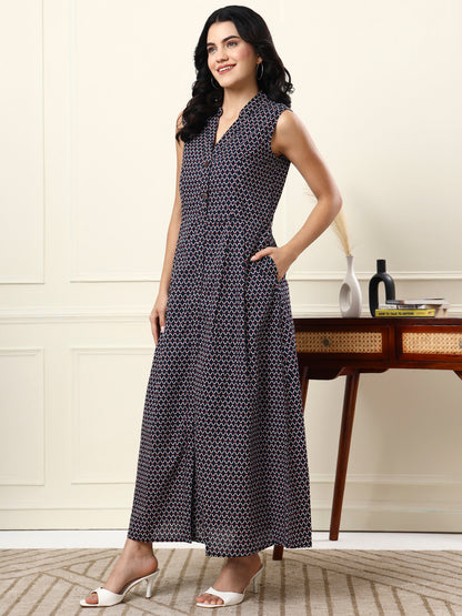 Cotton A-Line Maxi Dress