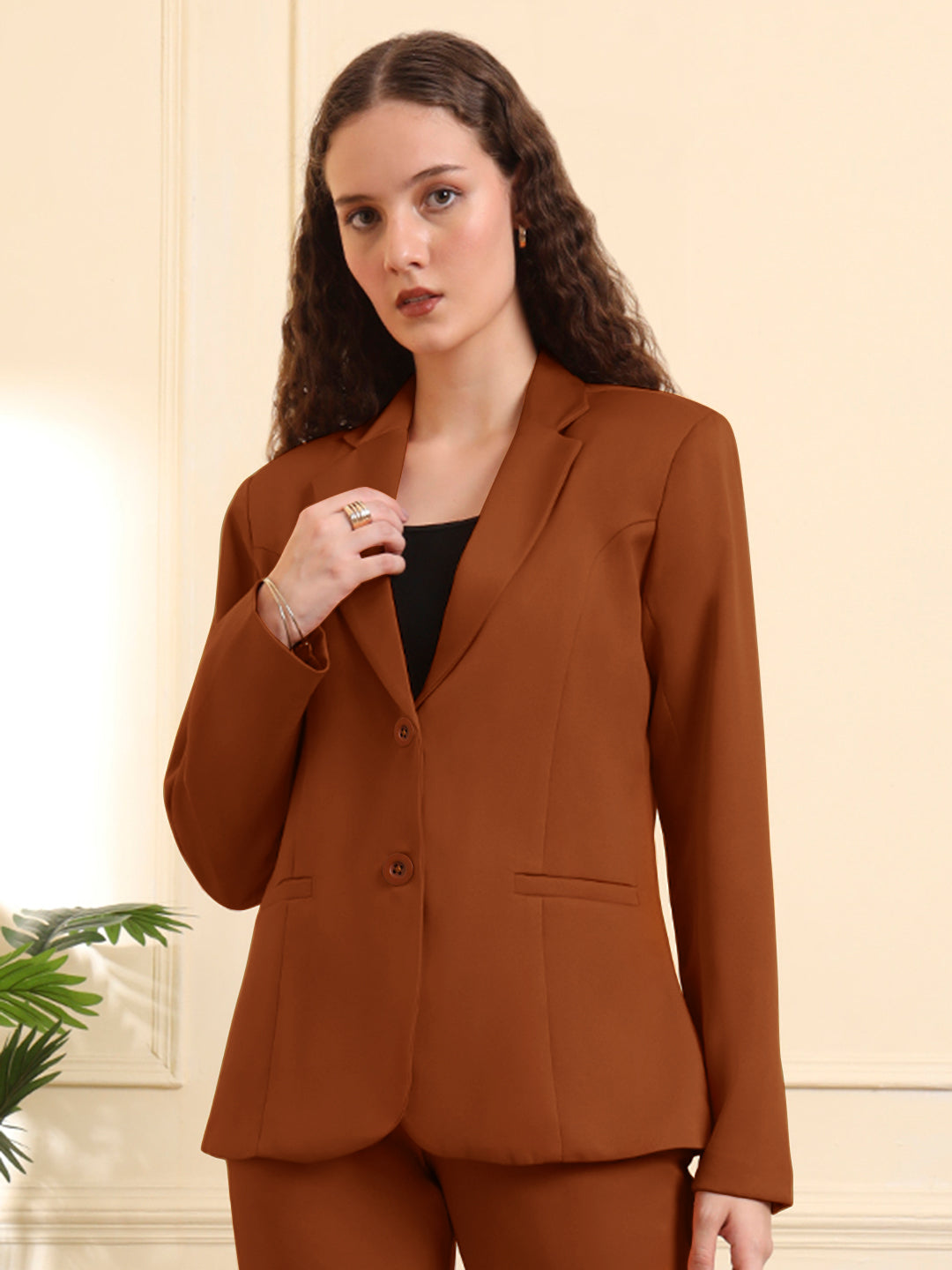 Notched Lapel Single-Breasted Blazer