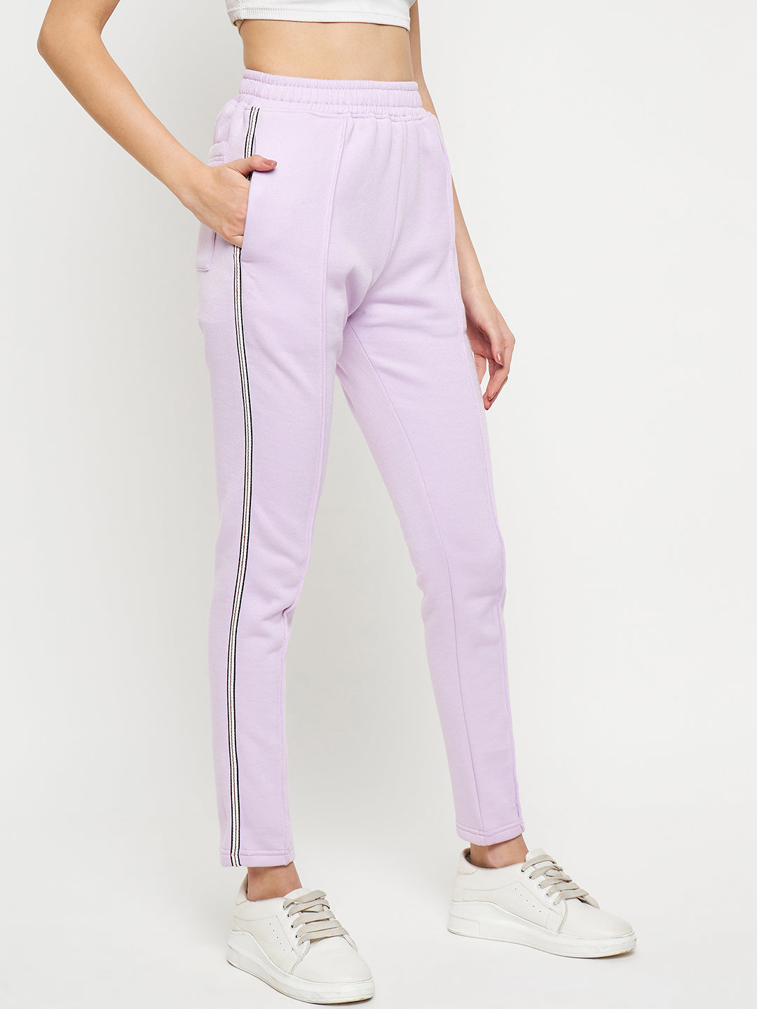 Women Mid-Rise Knitted Sports Track Pant with Pockets