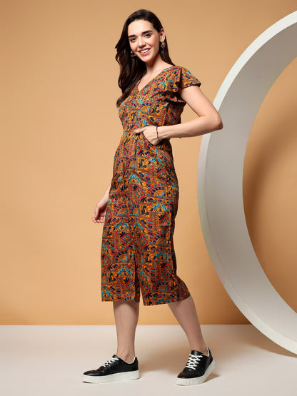 BRINNS Women Printed Short Sleeve Capri Jumpsuit
