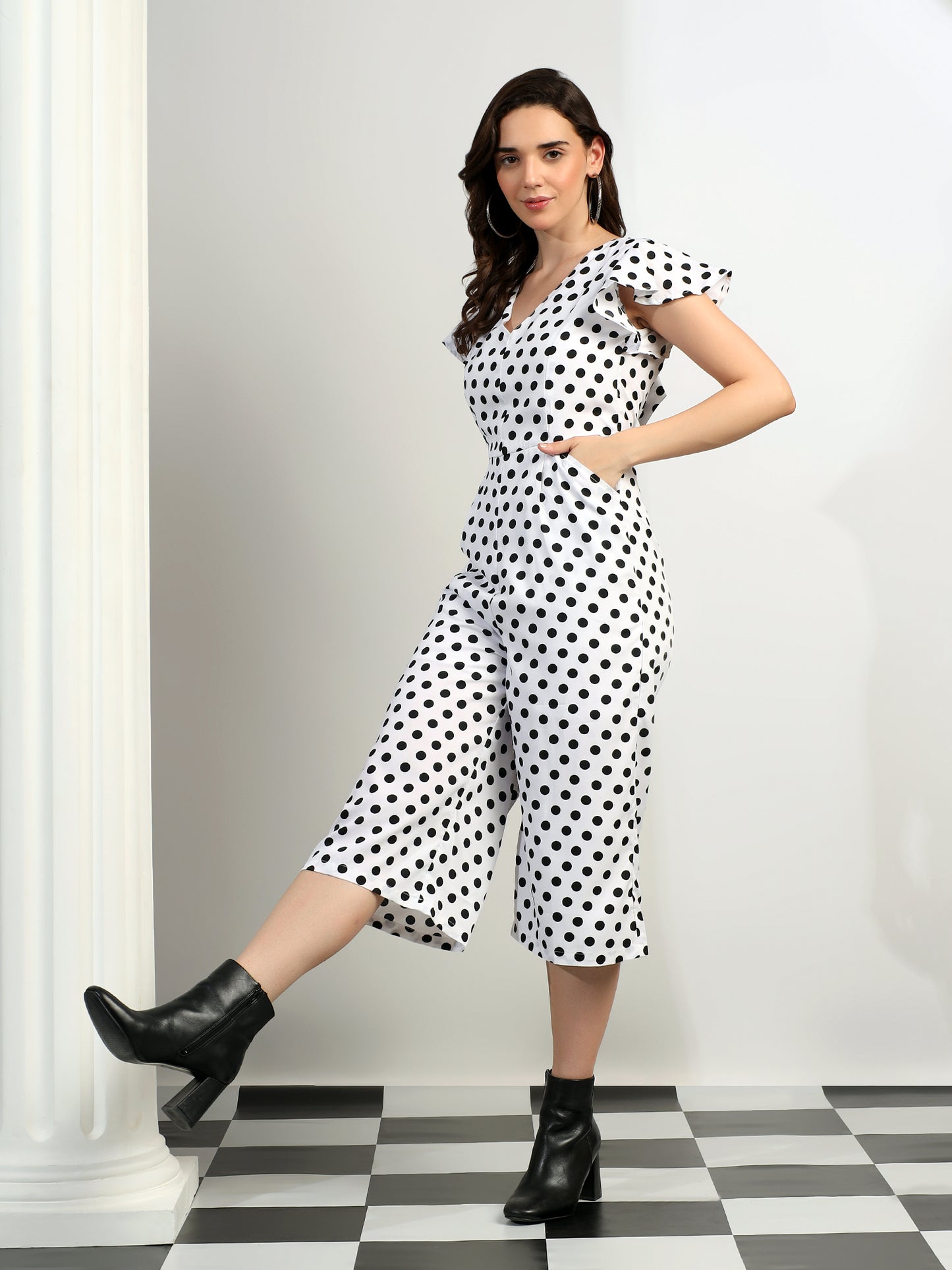 BRINNS Women Printed Short Sleeve Capri Jumpsuit