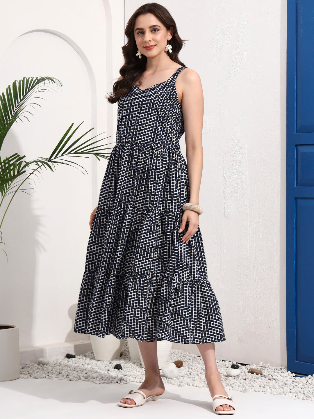 Tiered Fit & Flare Midi Dress