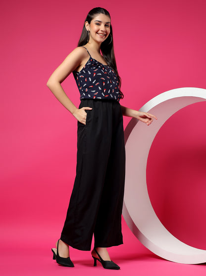 Printed Shoulder Straps Sleeveless Jumpsuit