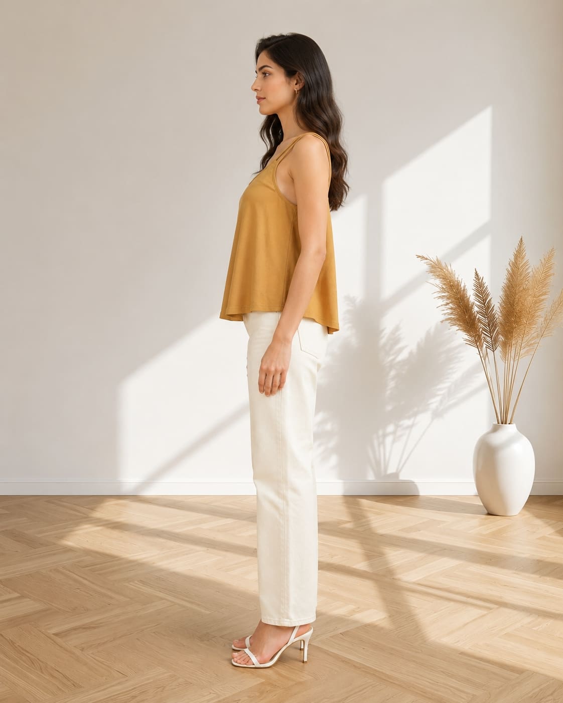 Solid V-Neck Relaxed Fit Cami Top