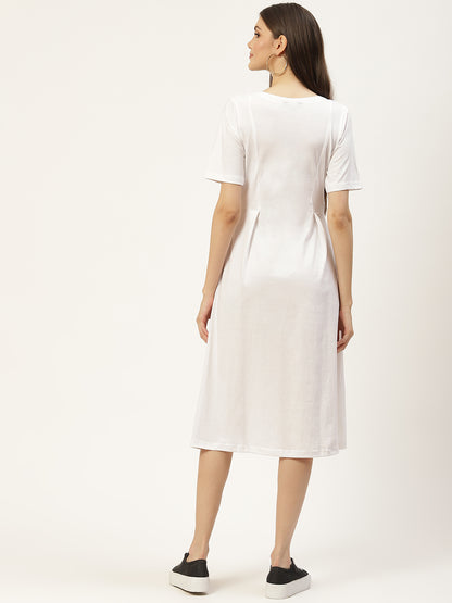 Pure Cotton A-Line Midi Dress