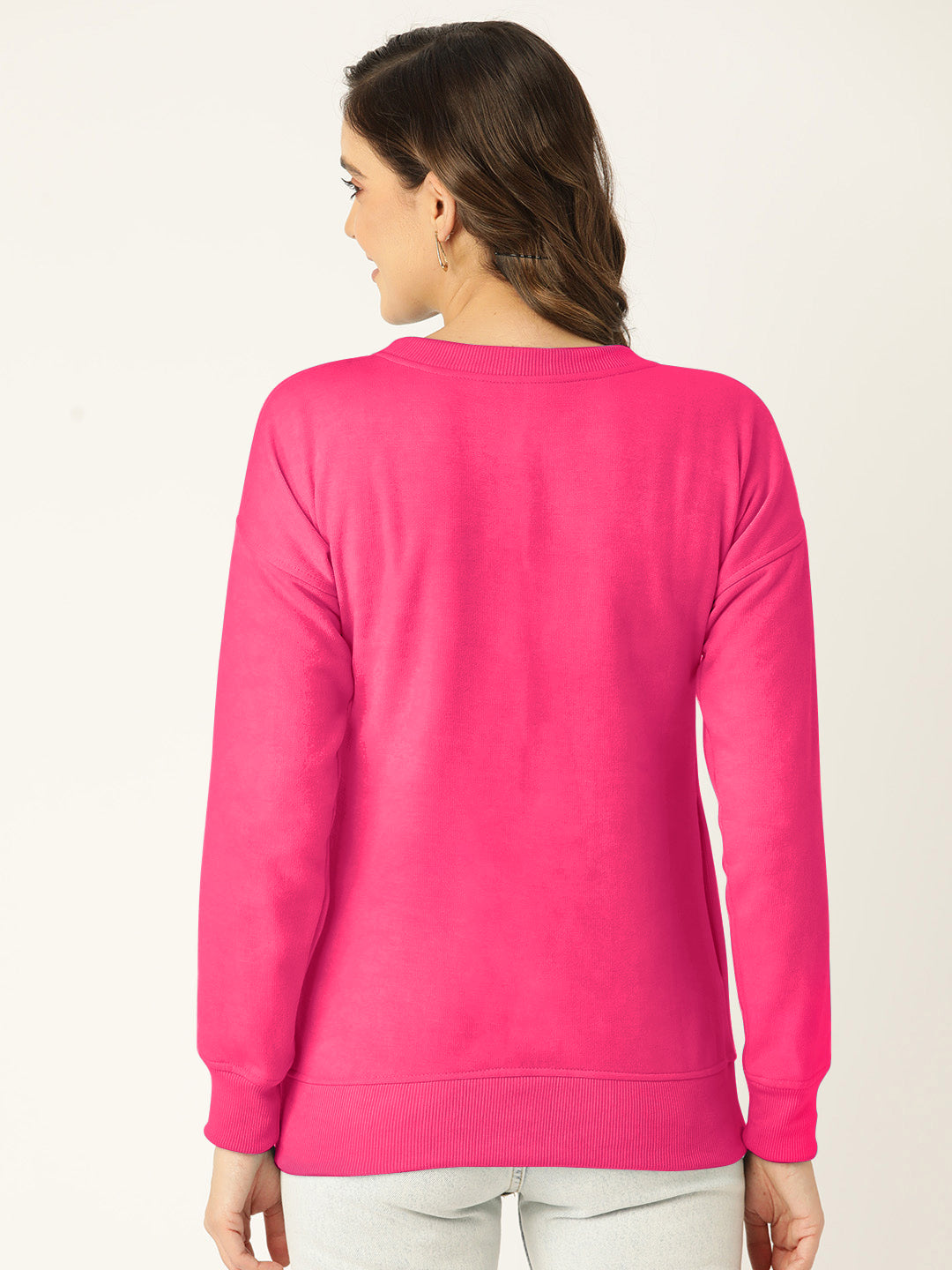 Solid Fleece Pullover Sweatshirt with Pockets