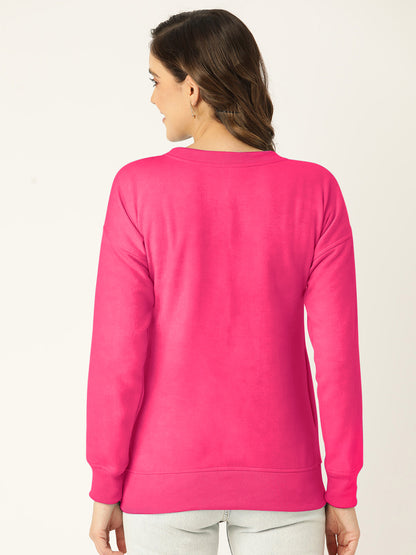 Solid Fleece Pullover Sweatshirt with Pockets