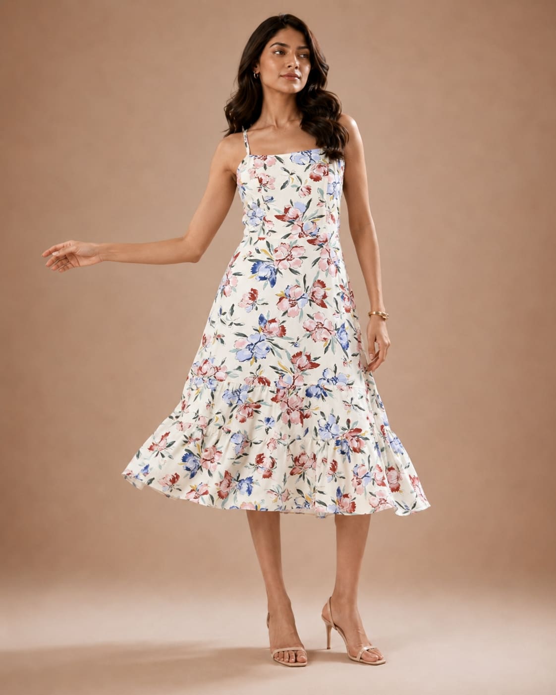 Printed Sleeveless Midi Dress