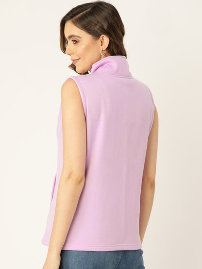 Solid Tailored Sleeveless Fleece Jacket