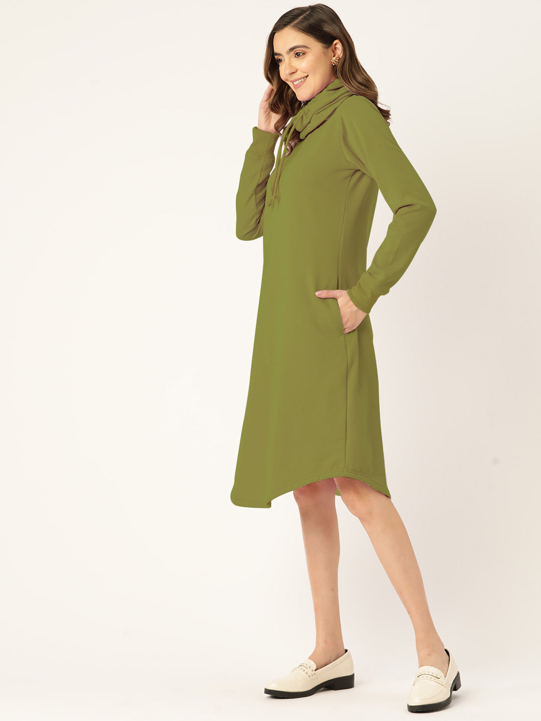 Cowl Neck Midi Jumper Dress