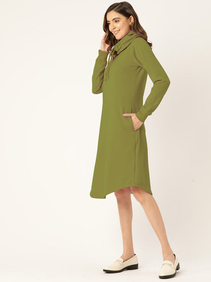 Cowl Neck Midi Jumper Dress