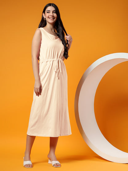 Belted Cotton Fit & Flare Midi Dress