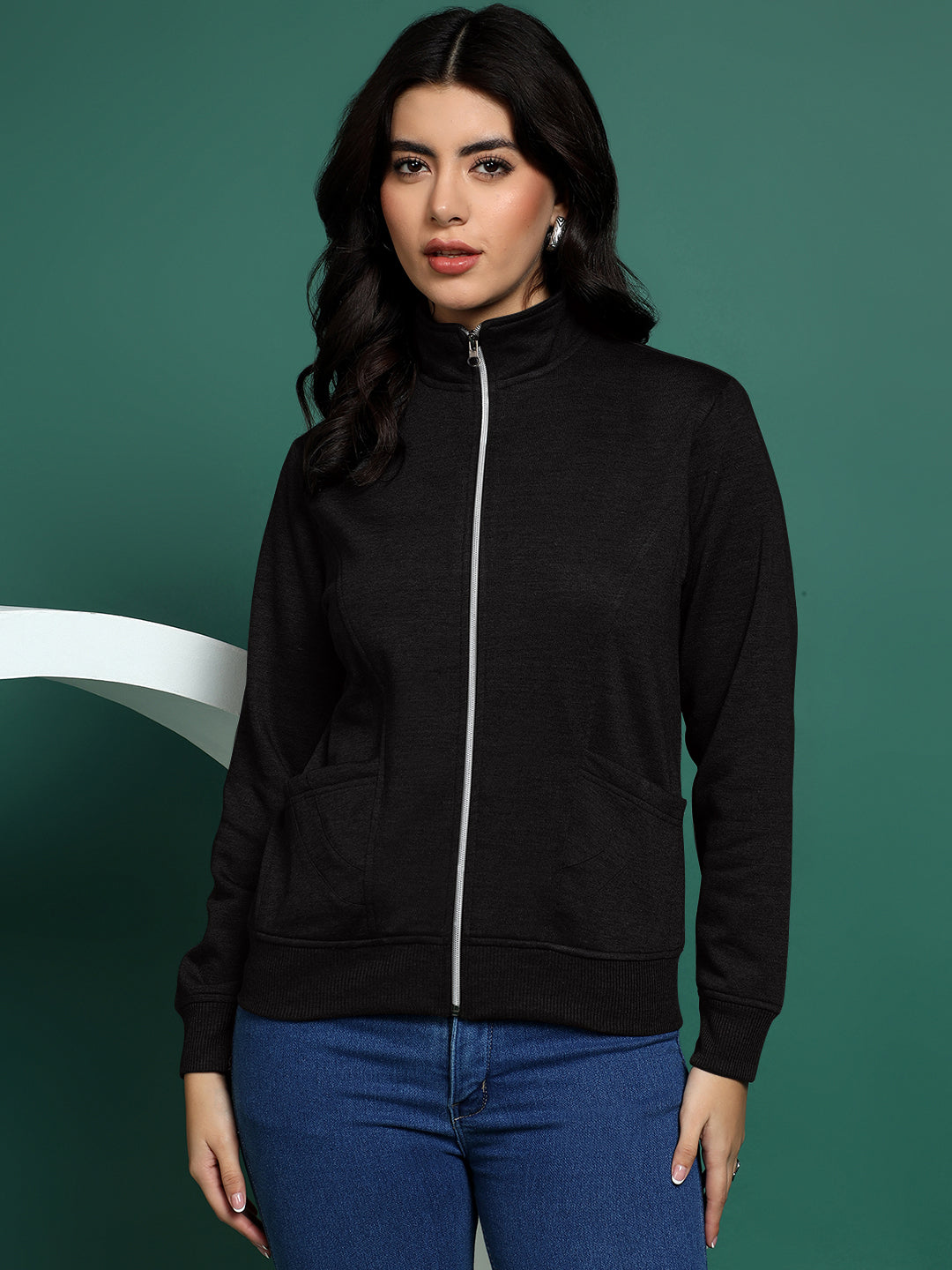Stand-Collar Jacket with Front Pockets