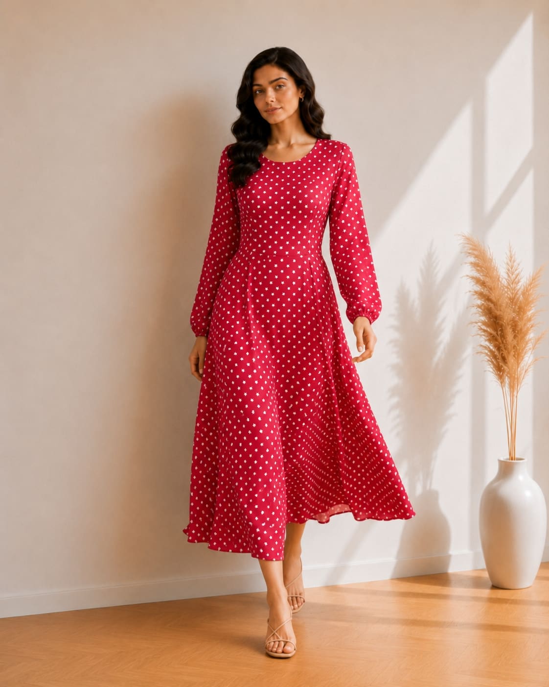 Printed Flared Western Dress.