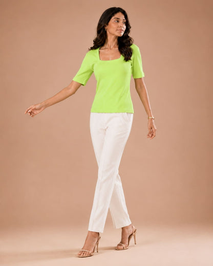 Ribbed Square Neck Fitted Top