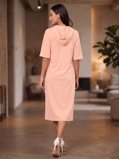 BRINNS Women Hooded Pure Cotton T-shirt Midi Dress