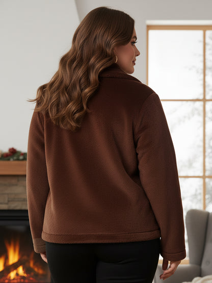 Plus Size Faux Fur Zip-Up Jacket