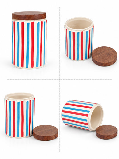 Storege Jar with Wooden Lid | Multicolor - 900 ml