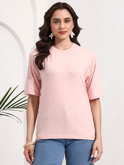 BRINNS Women Solid Round Neck Cotton T-shirt