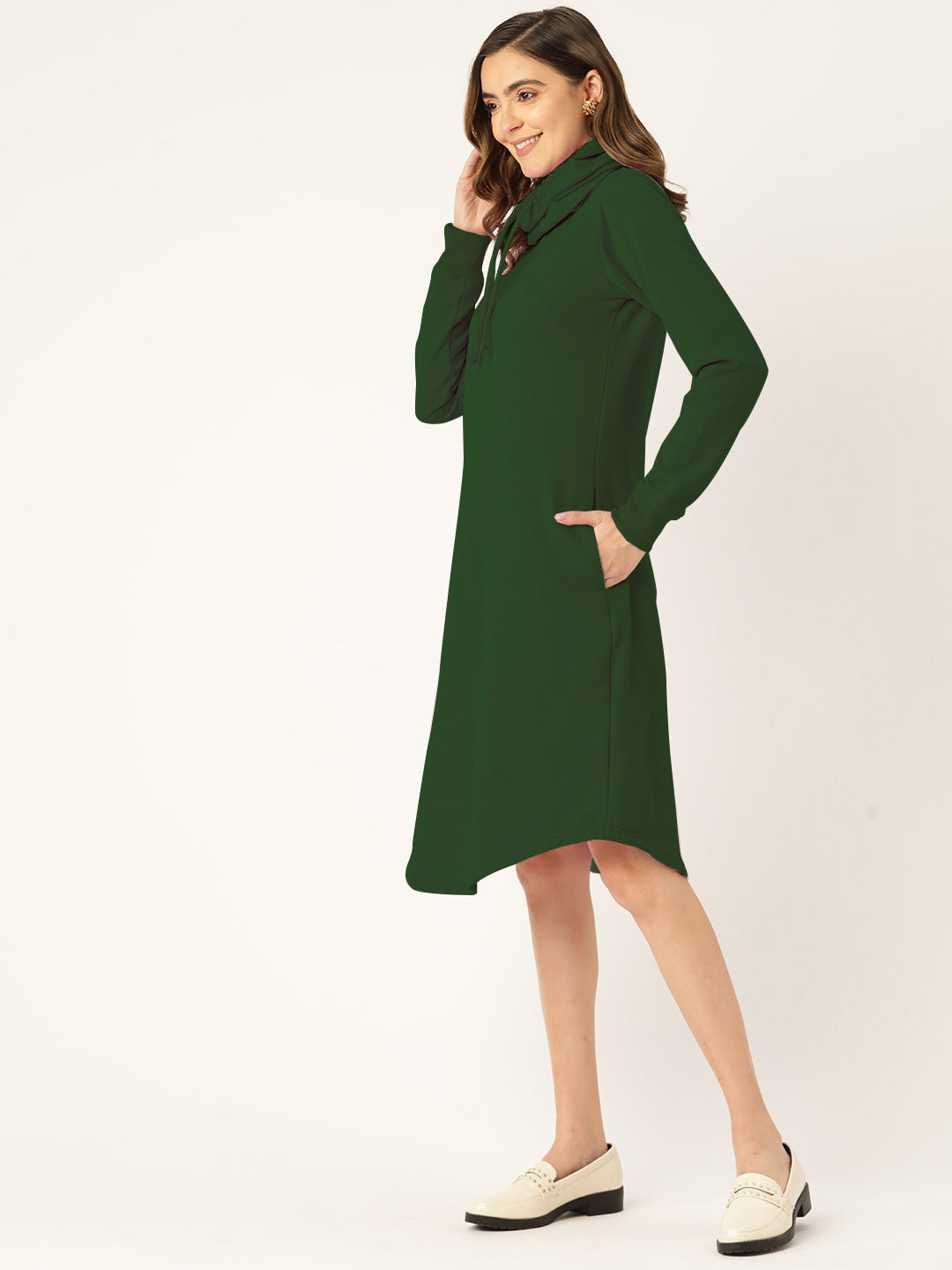 Cowl Neck Midi Jumper Dress