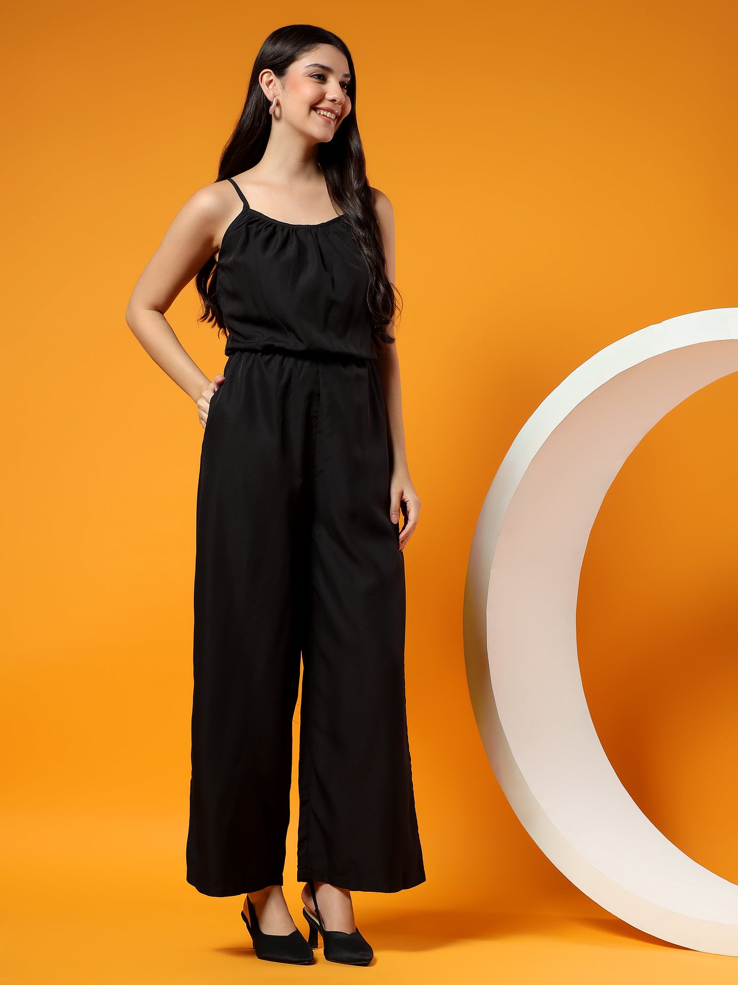 Printed Shoulder Straps Sleeveless Jumpsuit
