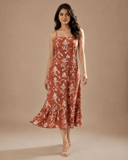 Printed Sleeveless Midi Dress