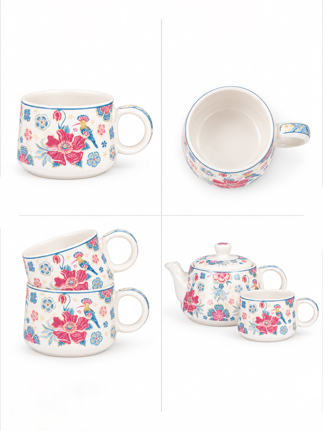 Tea Set | Printed | Kettle (1200 ml) & 6 Cups (200 ml)