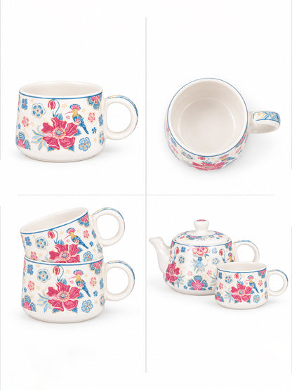 Tea Set | Printed | Kettle (1200 ml) & 6 Cups (200 ml)